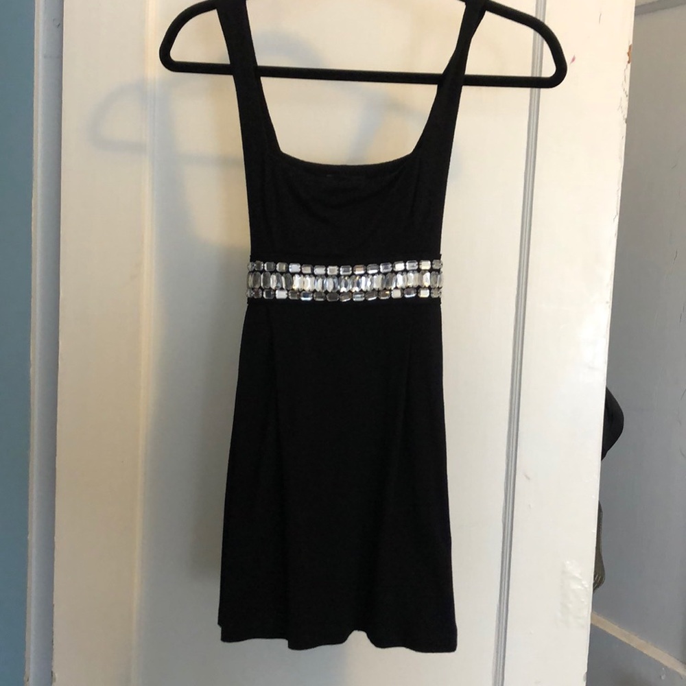 Black tank top with jewel embellishments